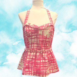 TRINA TURK Pink White Dearie Halter Top Size 6